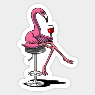 Flamingo Wine Drinking Bird Sticker